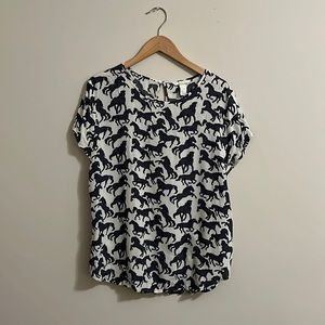 H&M Horse Print Blouse, Size 12